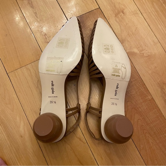 Cult Gaia - Alia slingback leather heels in hazelnut size 35.5 - Picture 4 of 4